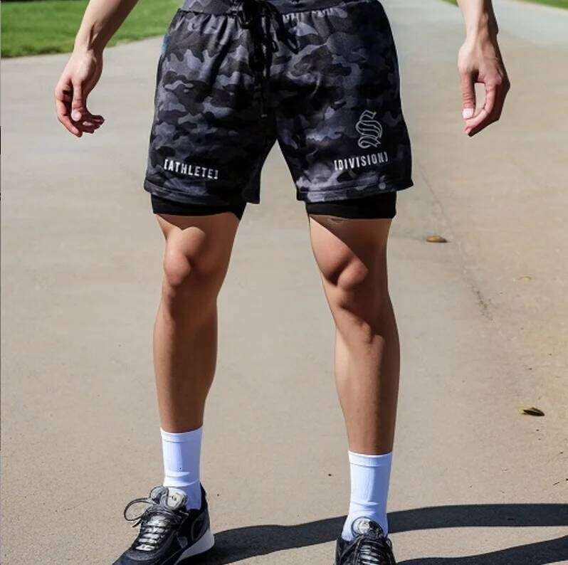 NEW 2 IN 1 Sport Running Casual Breathable Double-deck Jogging Quick Dry GYM Fitness Workout Men Shorts Z260314