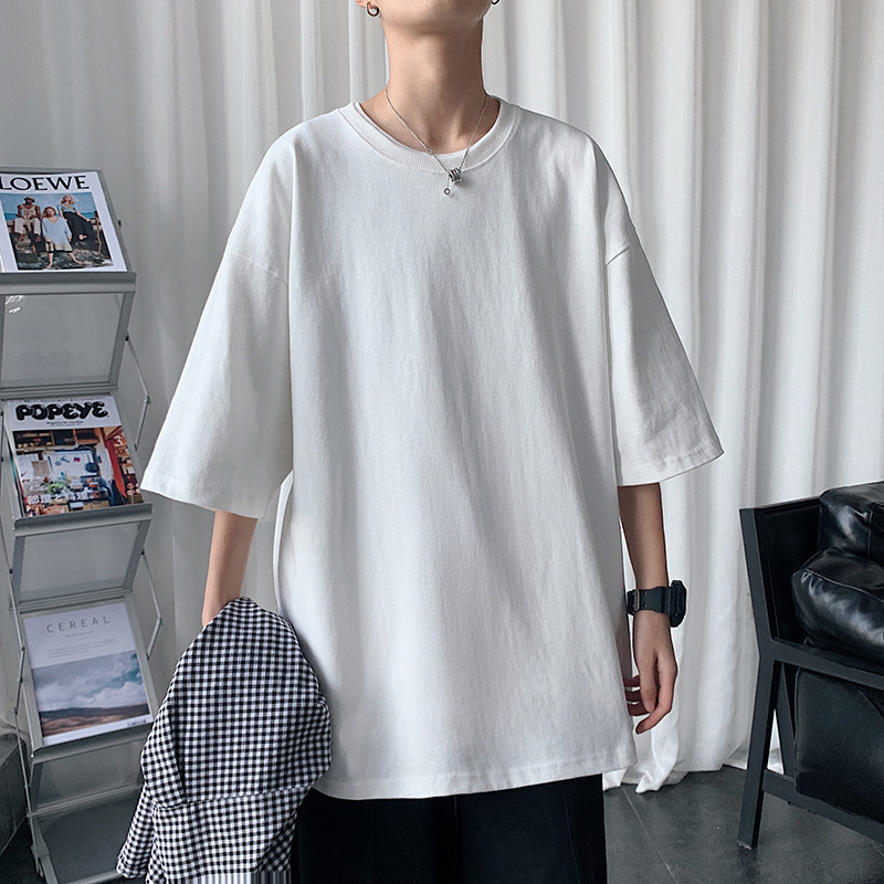 Solid Color Shortsleeve Designer Designer T-shirt Hoodie For Men Loose And Stylish Base Shirt Student Halfsleeve Casual Polo Trendy Top
