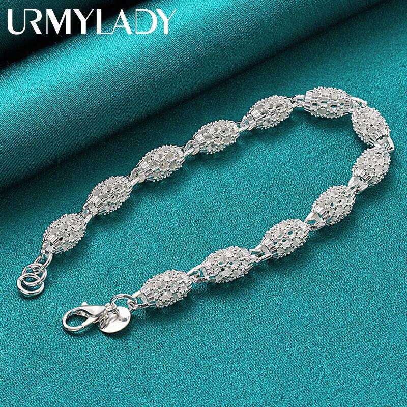 URMYLADY 925 Sterling Silver Hollow Bead Chain Bracelet For Woman Fashion Wedding Engagement Party Jewelry Z260313