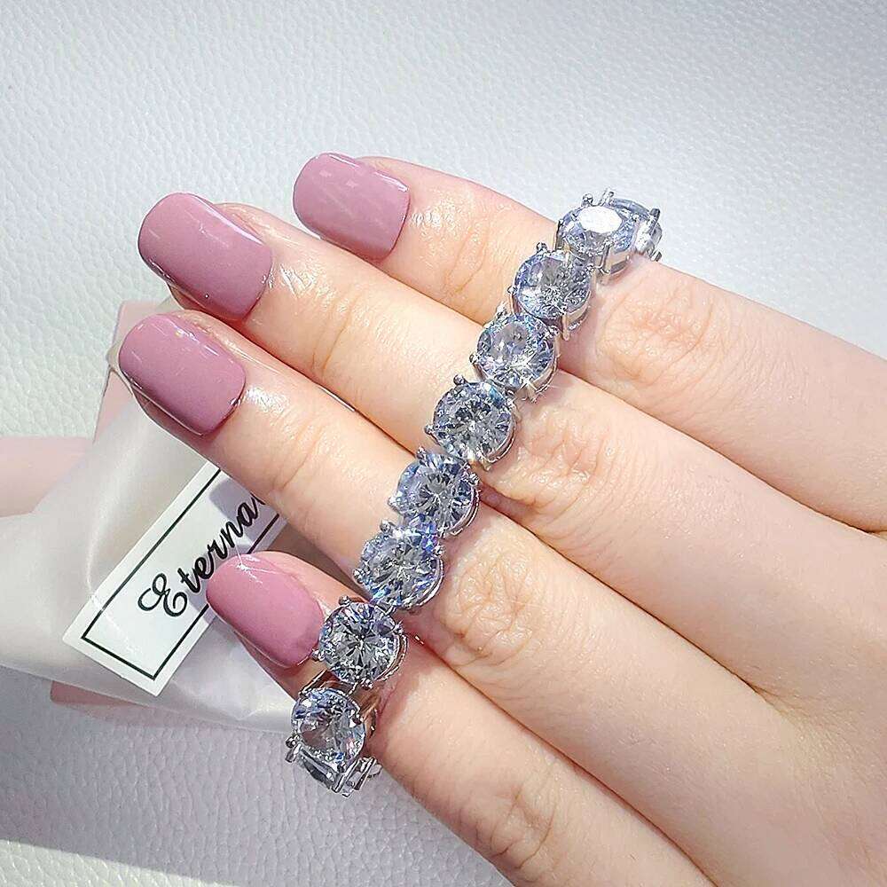 2024 new Luxury Round CZ silver color on hand Tennis Bracelet & Bangles For Women Jewelry Wedding Valentine's Day Gift S7217 Z260313