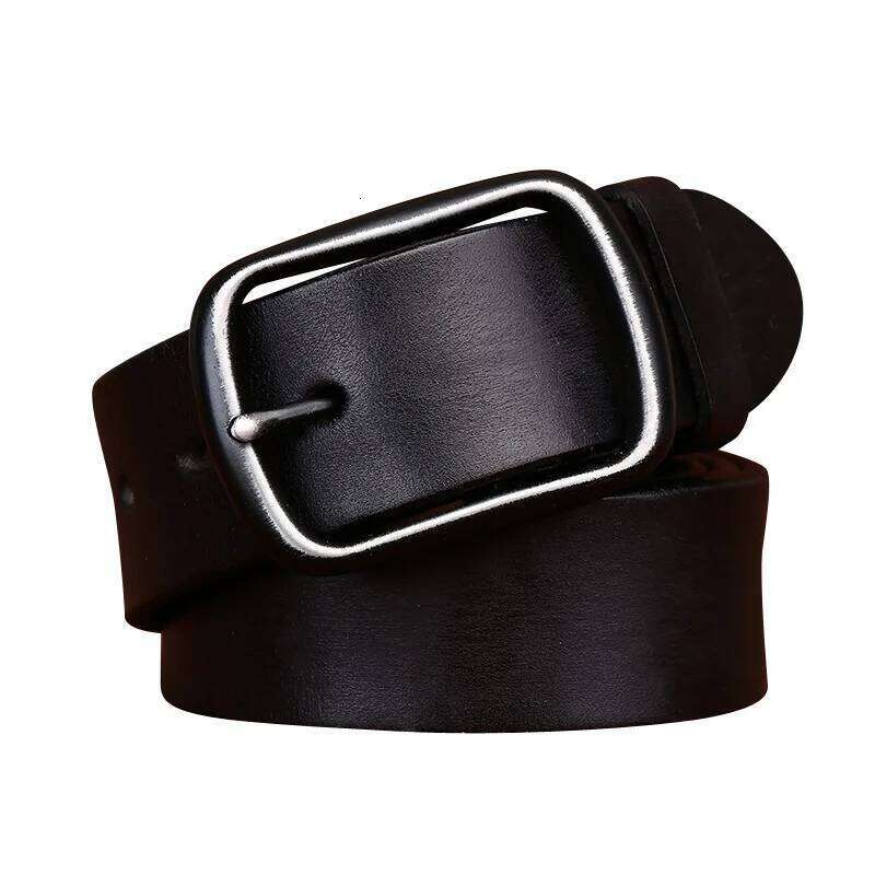 100% Pure Cowhide 3.8cm Wide Washed Retro Genuine Leather Belt For Men All-match Casual Jeans Pin Buckle Belts Luxury Waistband Z260226