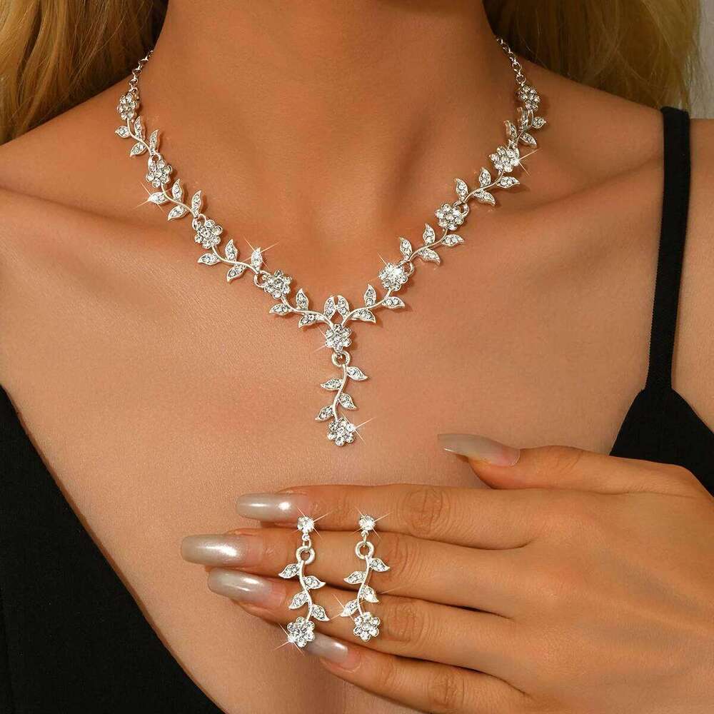 3PC Women's Fashion Design Flower Necklace Earrings Jewelry Set Suitable for Wedding, Party, Festival Gifts Z260313