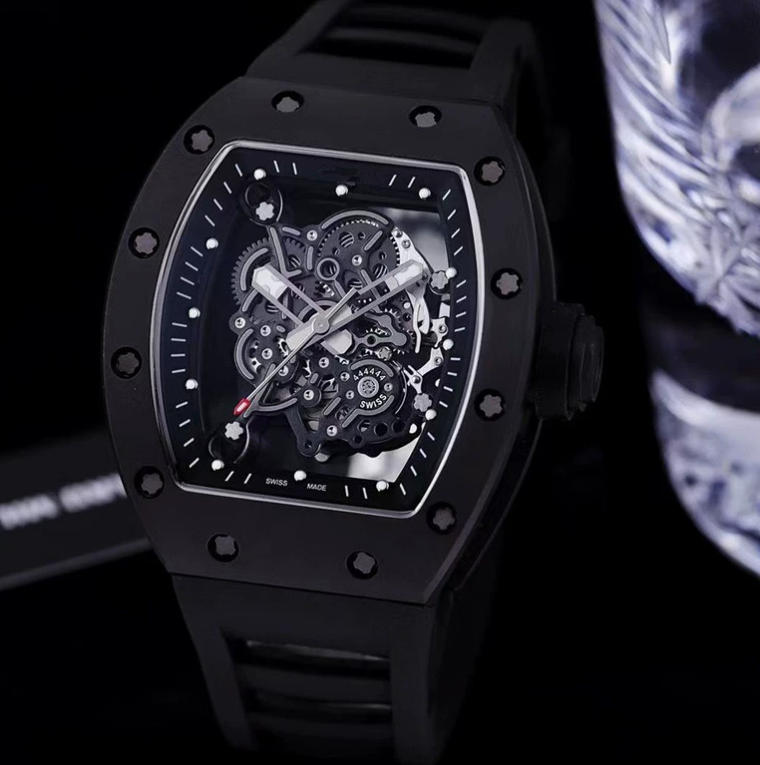 Hollow Shape Flowers Skeleton Dial Mens Designer Richaly Rd Millies Watch Rubber Strap AAA Luxury Richerd Miller Top Quality Chronograph Quartz Automatic Watch
