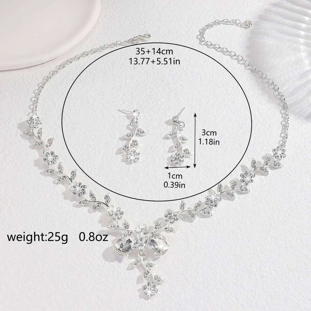 3PC Women's Fashion Trend Small Flower Water Drop Necklace Earrings Jewelry Set Wedding Banquet Party Festival Gift Z260313