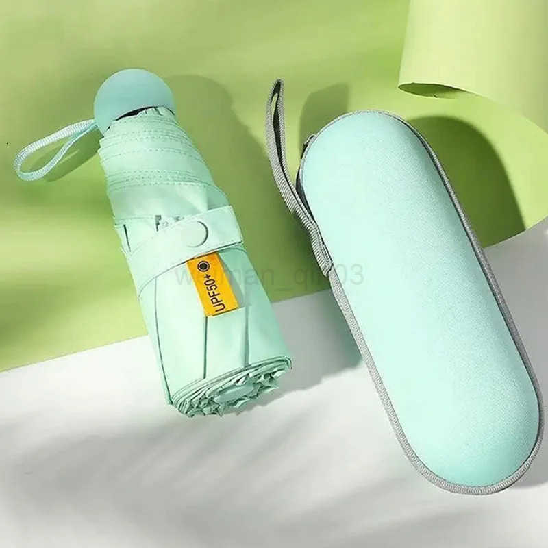 Multicolor 6-Ribs Ultra-Light Folding Travel Umbrella Compact Pocket-Sized Windproof Rainproof with Capsule Case H260314