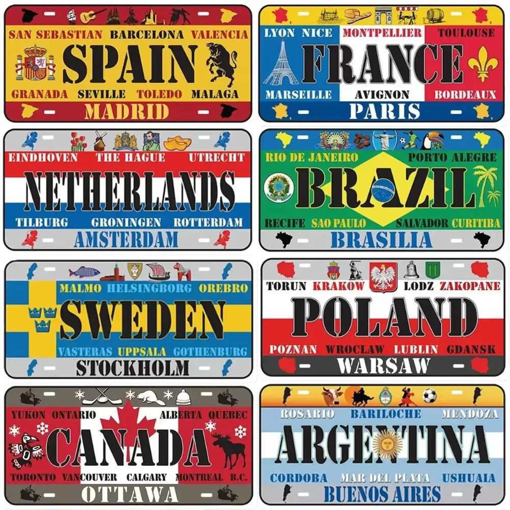 1pc Vintage Spain License Plate Metal Sign - Wall Art Decoration Tags Automotive Style Decor for Cafe/Bar/Club/Garage/Pubs D260314