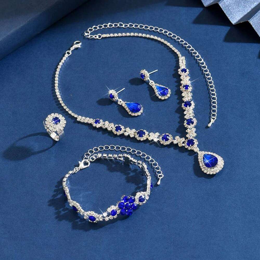 Ladies' Fashion Flower Water Drop Necklace Earrings Bracelet Jewelry Set Suitable for Wedding, Party, Festival Gifts Z260313