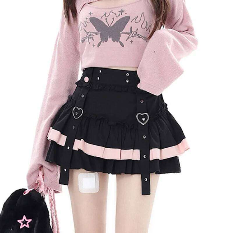 Japan Lolita Mini Skirt Hotsweet Kawaii Bandage Patchwork Cake Summer All Match Streetwear Chic A Line Exquisite Skirts Z260314