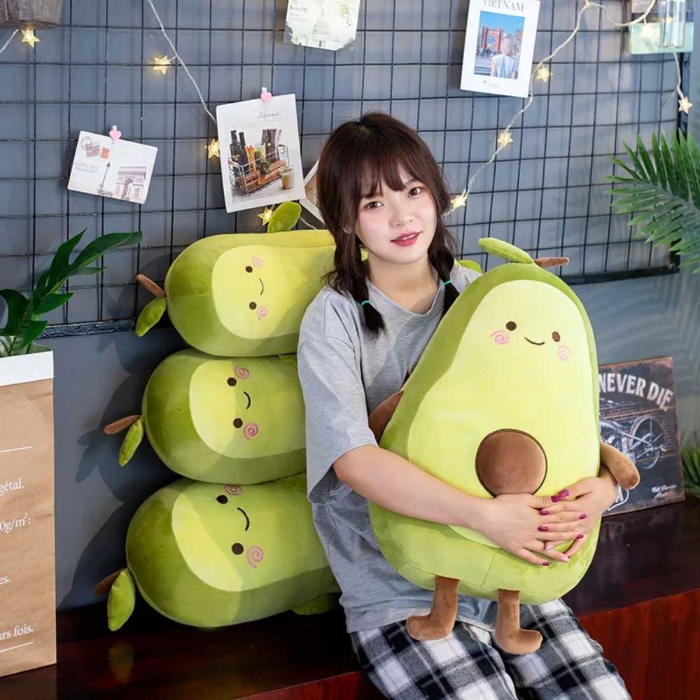 Kawaii 35/50/65cm Stuffed Fruit Avocado Doll Avocado Sleeping Green Giant Toy Sleeping Pillow Room Decor Y260314