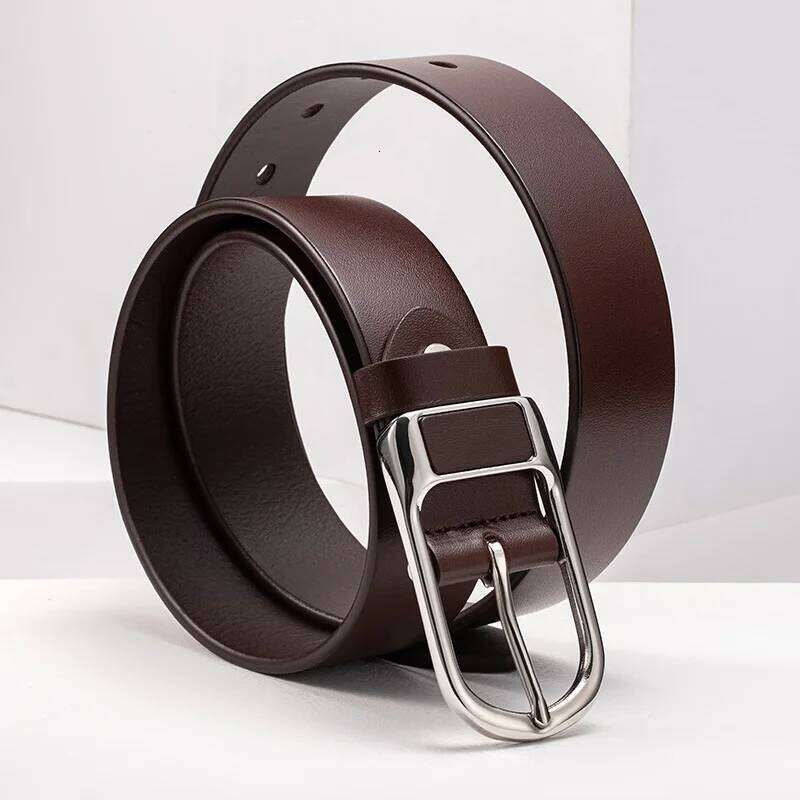 Men's luxury Trouser pants Wide cowhide Stomach harness Natural leather lined up brand Corset Brown belt Z260226