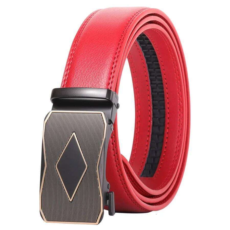 Red Color 3.5cm Width Cow Leather Strap High Quality Automatic Buckle for Men Brand Luxury Belts Man B995 Z260226