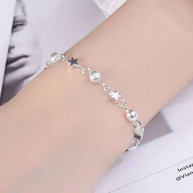 925 Sterling Silver Stars Bead Women Korean Versatile Adjustable Charm Bracelets Girls Sweet Beautiful Jewelry Gifts Z260313