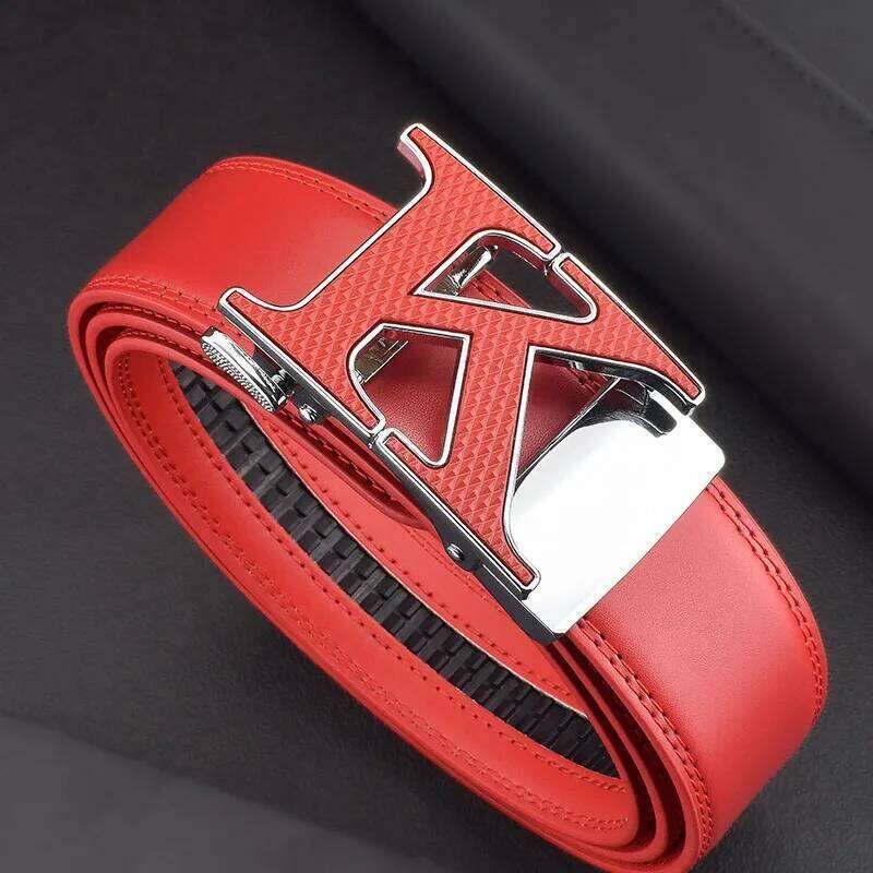 Casual K letter Automatic Buckle Belts High Quality Men Luxury Brand Waistband Genuine Leather Ceinture Homme Z260226