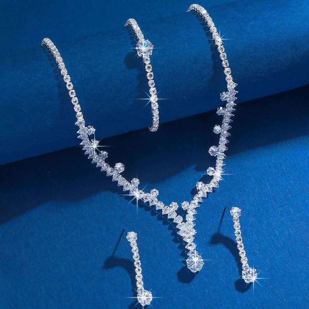 4PC Women's Fashion Geometric Round Necklace Earrings Bracelet Jewelry Set Suitable for Wedding, Party, Festival Gifts-8526 Z260313