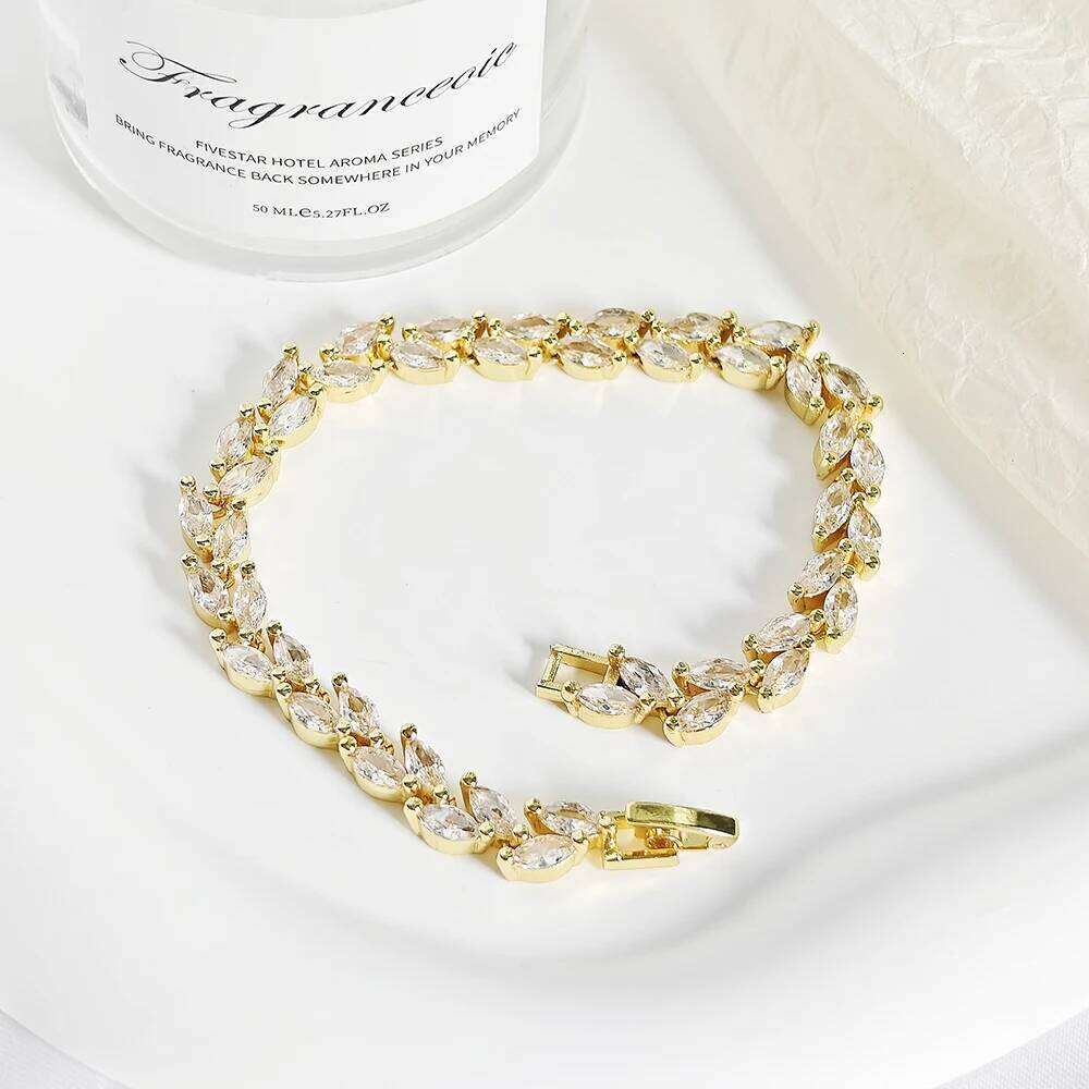 2024 New Trendy Leaves Rose Gold Silver Color Bracelet Bangle for Women Anniversary Gift Jewelry Wholesale Moonso Bulk S5878 Z260313