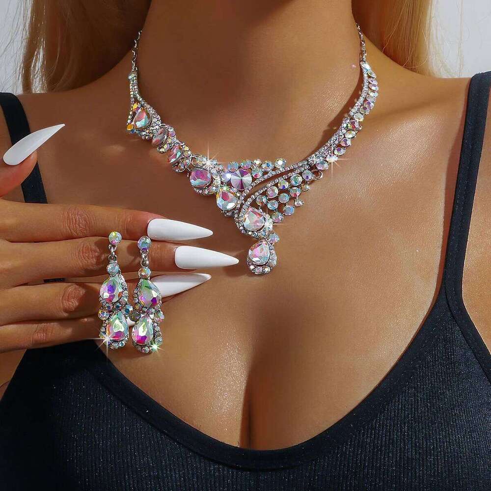 3PC Women's Season Fashion Water Drop Necklace Earrings Jewelry Set Suitable for Wedding Parties and Festival Gifts Z260313
