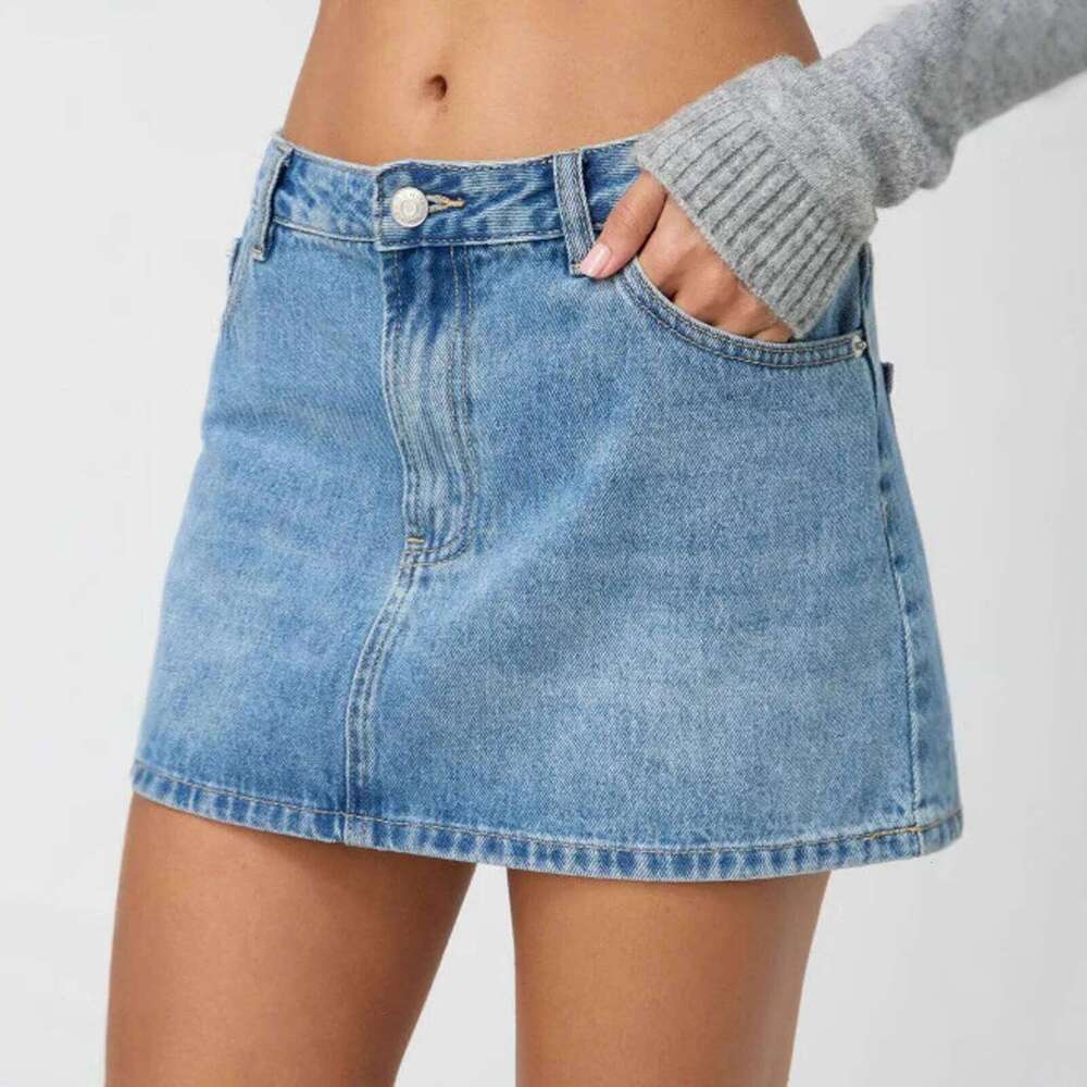 Vintage Denim Mini Skirts for Women Summer Fashion High Waist Straigth Short Faldas Casual Streetwear Classic Jean Skirt Z260314
