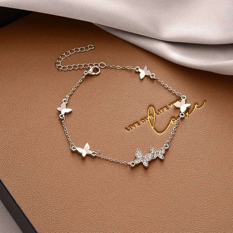 Elegant Butterfly Classic Bracelet for Woman Gold Colour Rhinestone Bracelets Chain Bangle sets Jewelry Party Wholesale Z260313