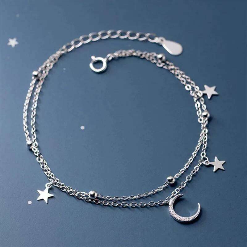 925 Sterling Silver Star Moon Bracelets For Women Fashion Korean Crystal Double Layer Charm Bracelet Original Party Jewelry Gift Z260313