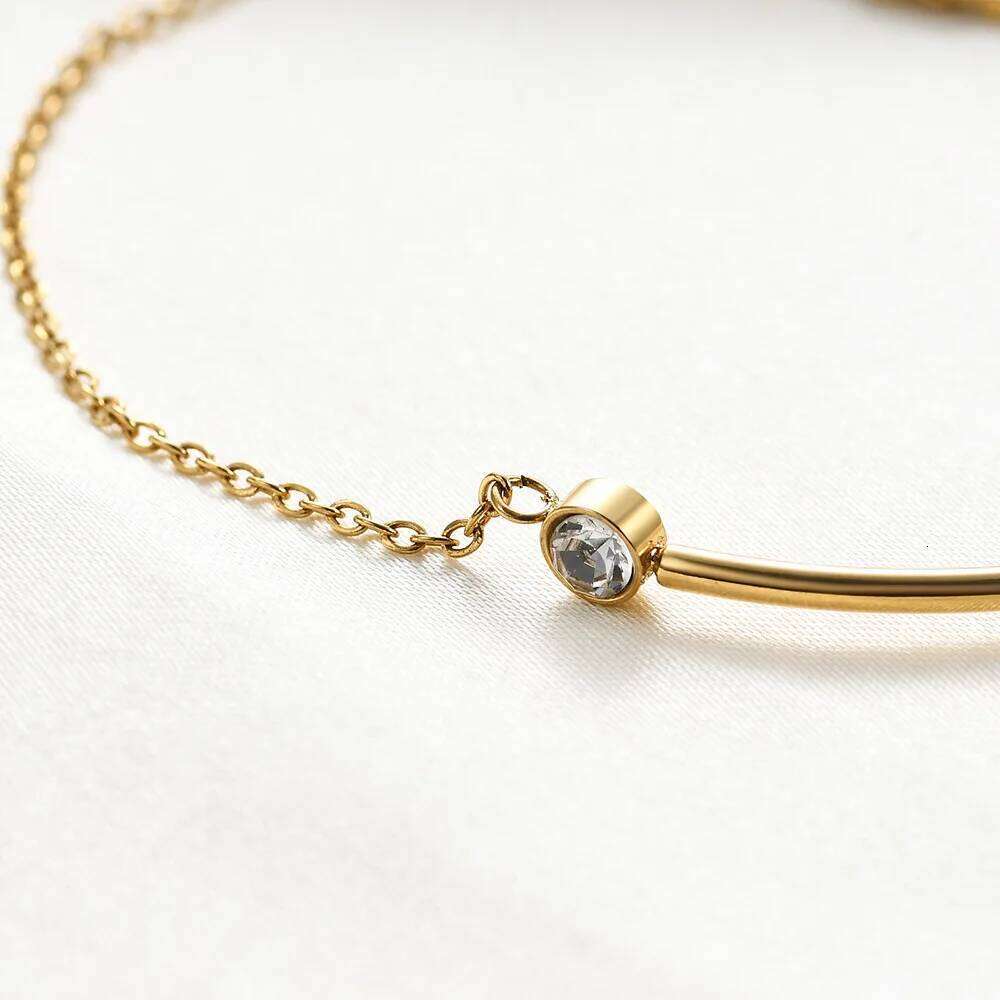 Niche personality simple everything stainless steel gold inset zircon chain bracelet for ladies Valentine's Day gift jewelry Z260313