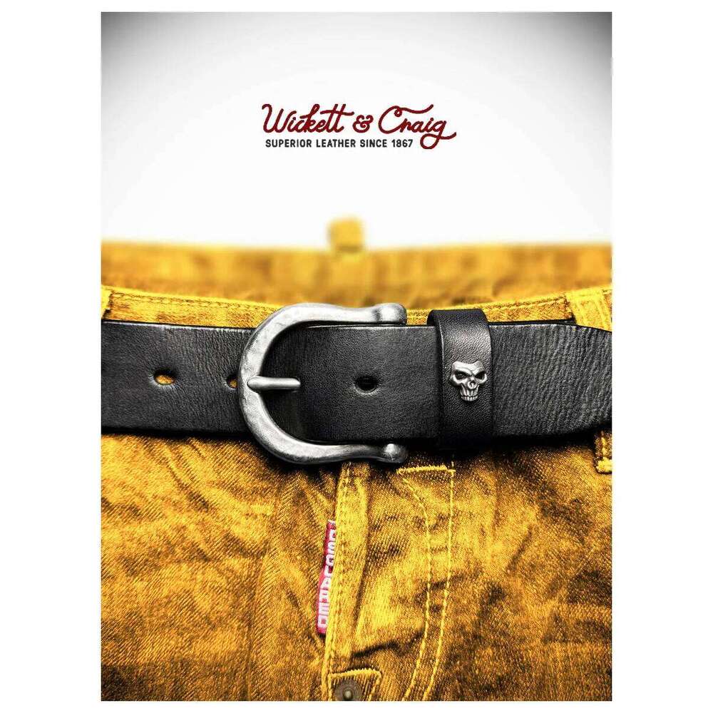 Japanese handmade men's leather denim casual Hong Kong style retro hammer steel buckle first layer cowhide belt Z260226