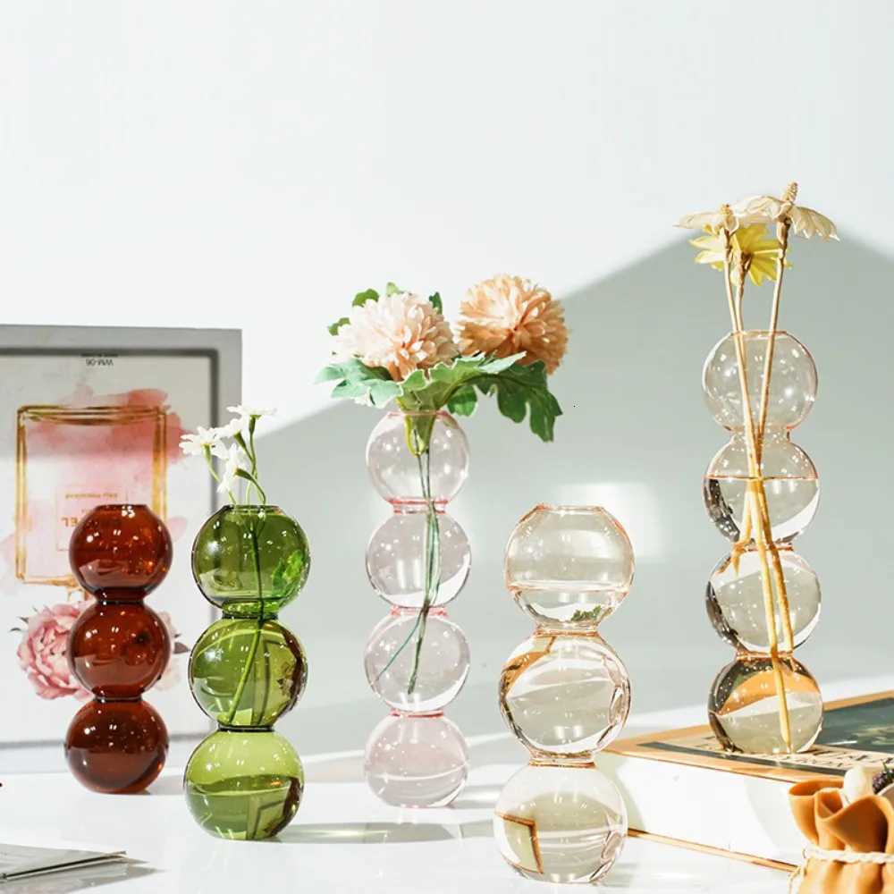 Modern Simple Creative Glass Vase Homestay Flower Utensils Decoration Bubble Vase Flower Arrangement Hydroponic Ball Glass Y260314