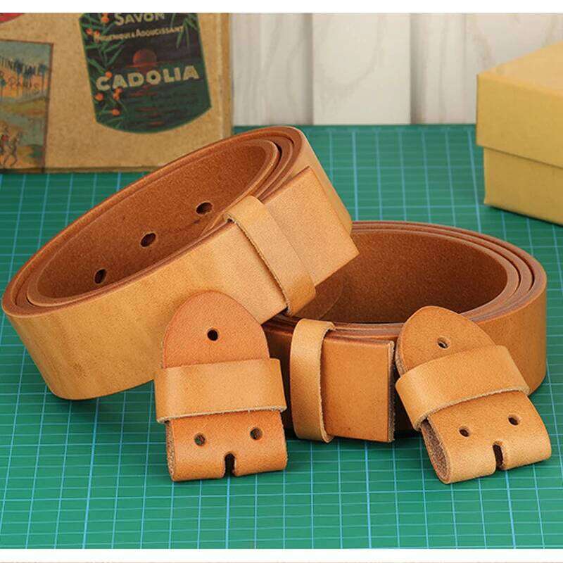 3.8Natural color cowhide Belt Without Buckle Men Plant Tanned Top Genuine Leather DIY Belts For Man Casual Jeans Luxury Z260226