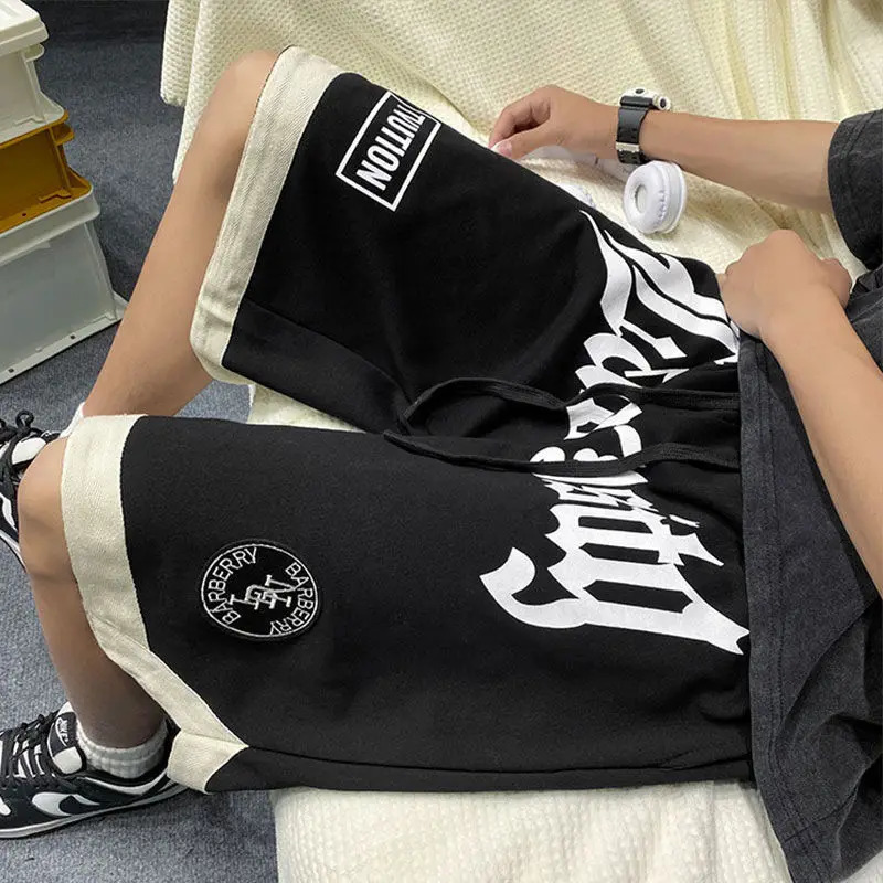 Gmiixder Hiphop Letter Printed Shorts Mens American Summer Street Shorts Loose Versatile Sports Casual Half Pants 260311