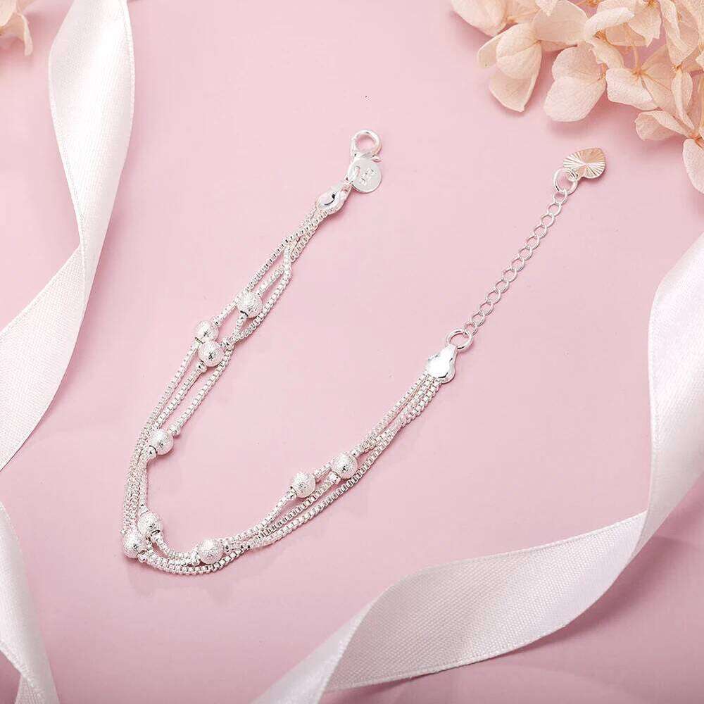 Hot sale 925 sterling Silver Geometry beads Chain Bracelet for Women Fashion Wedding Fine Jewelry Christmas Gift 8inches Z260313