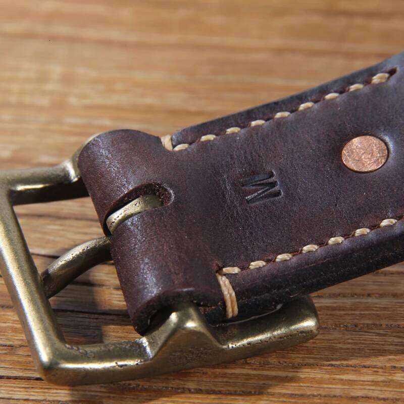 4CM Genuine Leather For Men's High Quality Brass Buckle Jeans Casual Belts Extra Thick Natural Cowhide Rough Style Z260226