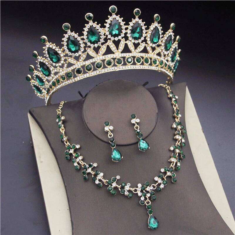 Luxury Crystal Bridal Jewelry Sets for Women Pink Tiaras Necklaces Earrings Bride Wedding Dress Birthday Crown Set Accessory Z260313