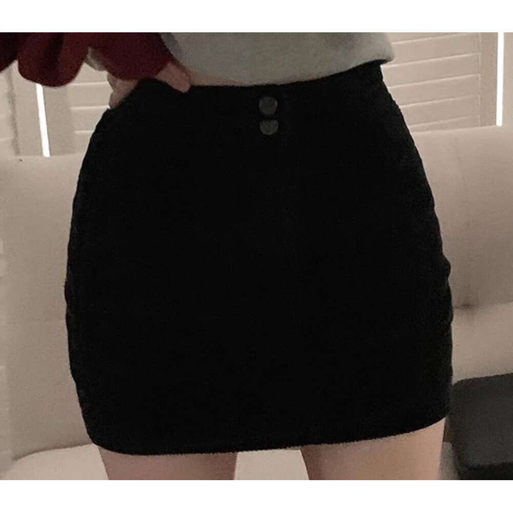 Corduroy Clothes Solid Button Design Date Girls Office Lady Pink Black High Waist Sexy Mini Cute Skirts Z260314
