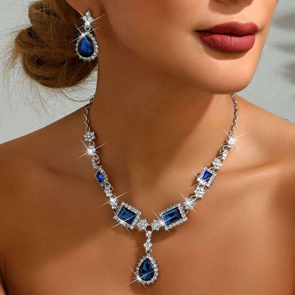 Ladies' fashionable design, geometric necklace, earrings, jewelry set suitable for weddings, gatherings, holidays, gifts Z260313