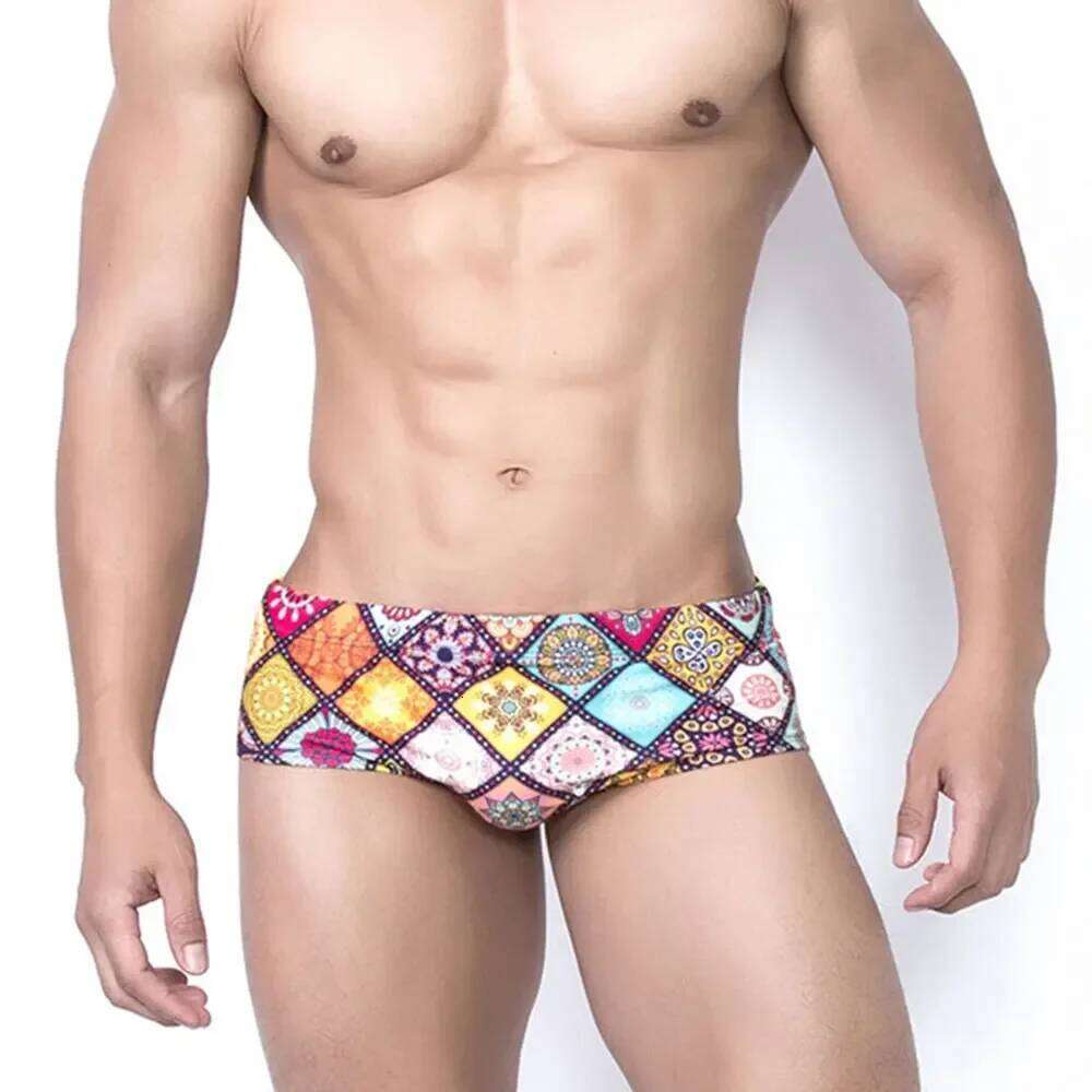 Swimwear Men Retro Grid Bikini Swimsuits Swim Boxer Trunks Board Surf Shorts Classic Brazilian Cut Beach Underwear Briefs Z260314