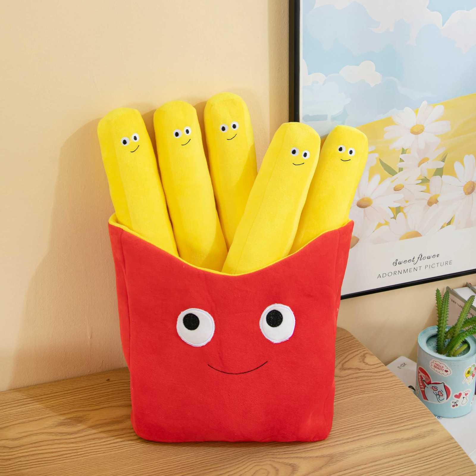 French fry plush pillow Creative Cute French Fries Ornament Couple Style Plush Toy Doll Small Doll For Girls Boys Birthday Gift Y260314