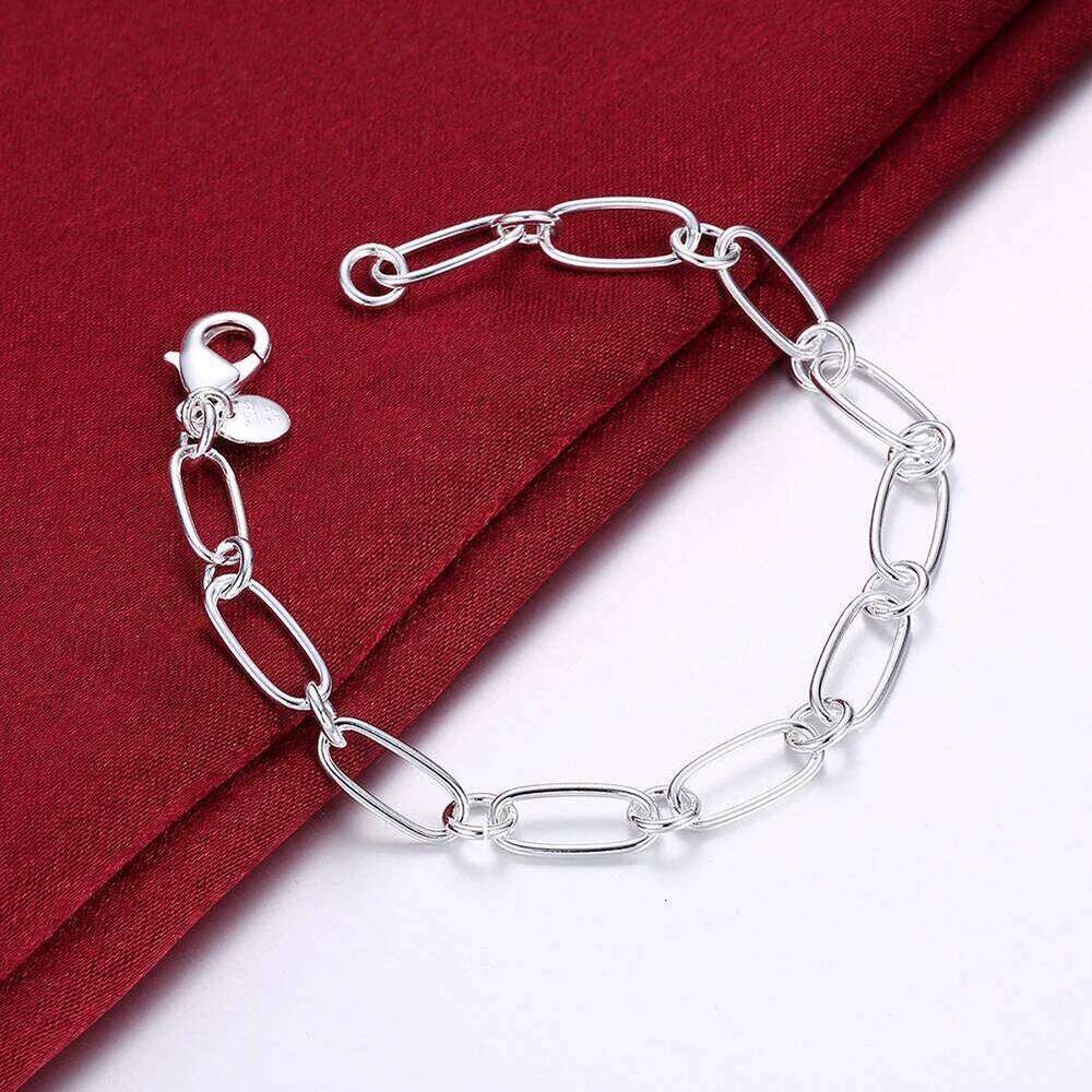 925 Sterling silver circle chain Bracelets for woman men classic Wedding party Christmas Gifts fashion fine Jewelry 20cm 8inch Z260313