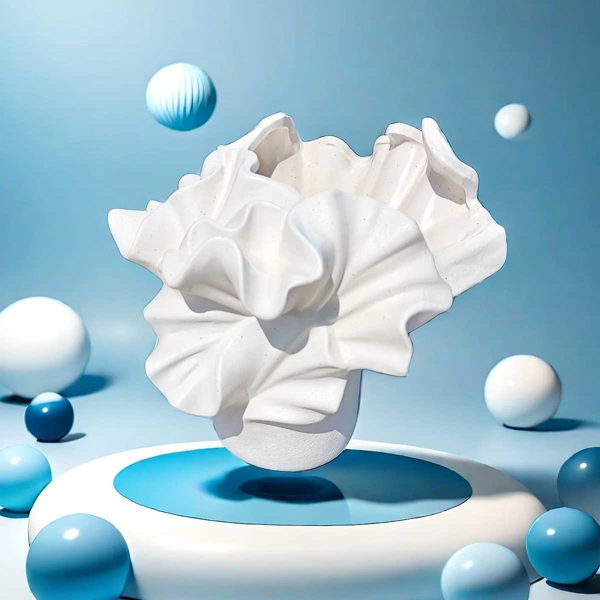 Nordic Style Ceramic - Garden Inspired Patterns Artistic Shell Shaped Design Handmade Themed Corner Vase Suitable For Y260314