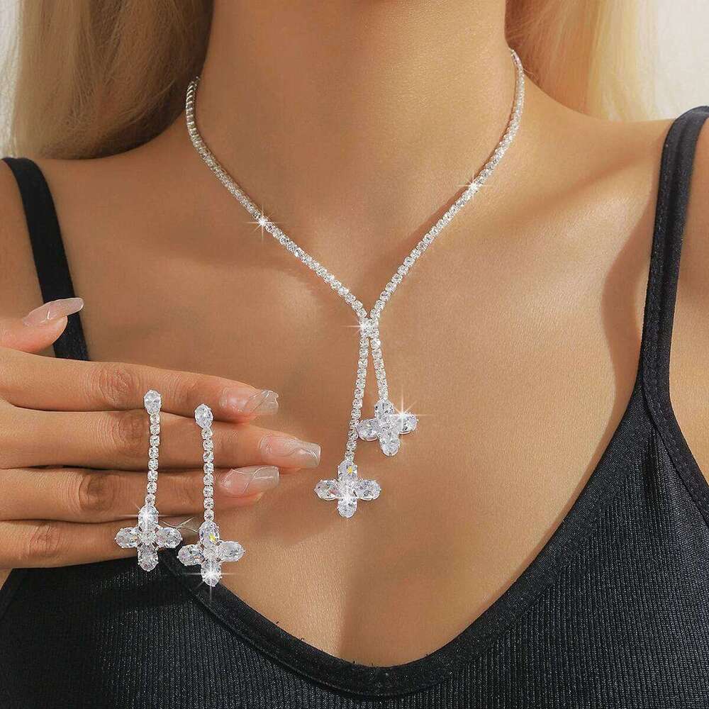 3PC Women's Fashion Four Leaf Flower Series Necklace, Earrings, Jewelry Set Suitable for Wedding, Party, Festival Gifts-8525 Z260313