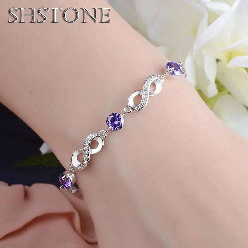 SHSTONE Authentic 925 Sterling Endless Love Infinity Chain Link Adjustable For Women Bracelet Luxury Silver Jewelry Gifts Z260313