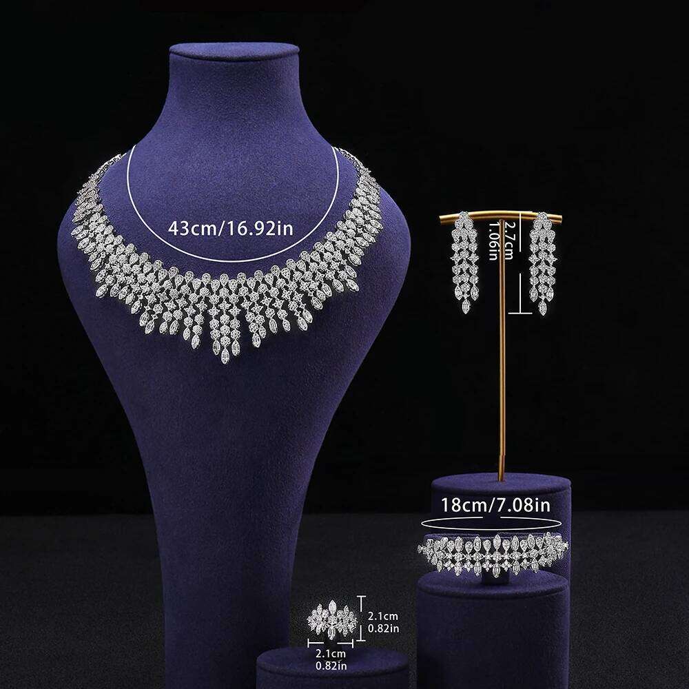 2024 4-piece African Blue Bridal Jewelry New Fashion Dubai Necklace Set Women's Wedding Party Accessories Z260313