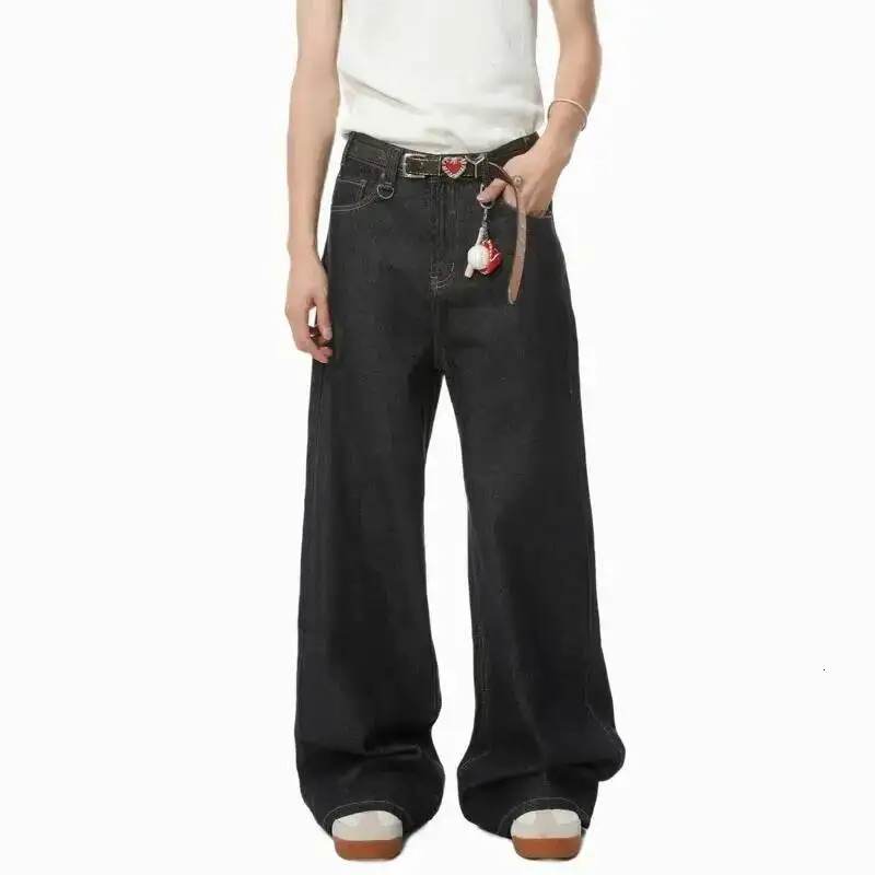 IEFB Mens Straight Denim Pants Cleanfit Solid Color Korean Version Wide Leg Versatile Casual Jeans Trend Autumn 9C1519 260311