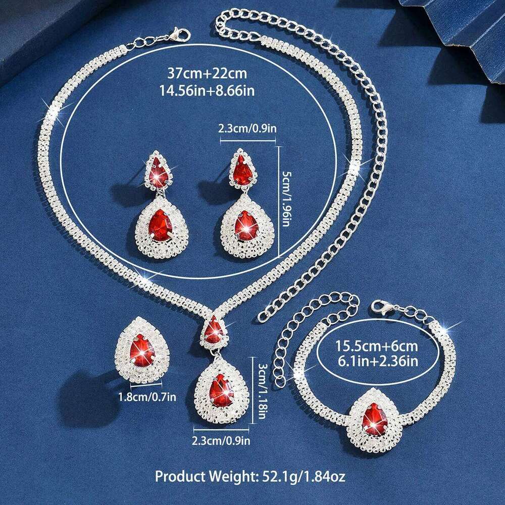 Design sense, trendy, bright, sweet and cool style, simple retro earrings, necklace, bracelet, ring, four piece set of accessori Z260313