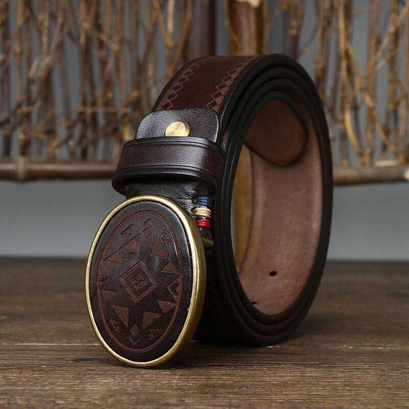 3.8CM Men High Quality Genuine Leather Belt Luxury Smooth Buckle Belts Pure Cowskin Laser Engraving Strap Male Jeans for Man Z260226