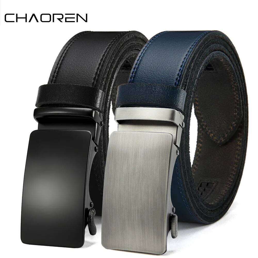 Fashion Business Men'S Luxury Brand Metal Buckle High-Quality Genuine Leather Soft Belt with Cargo Pants Jeans Z260226