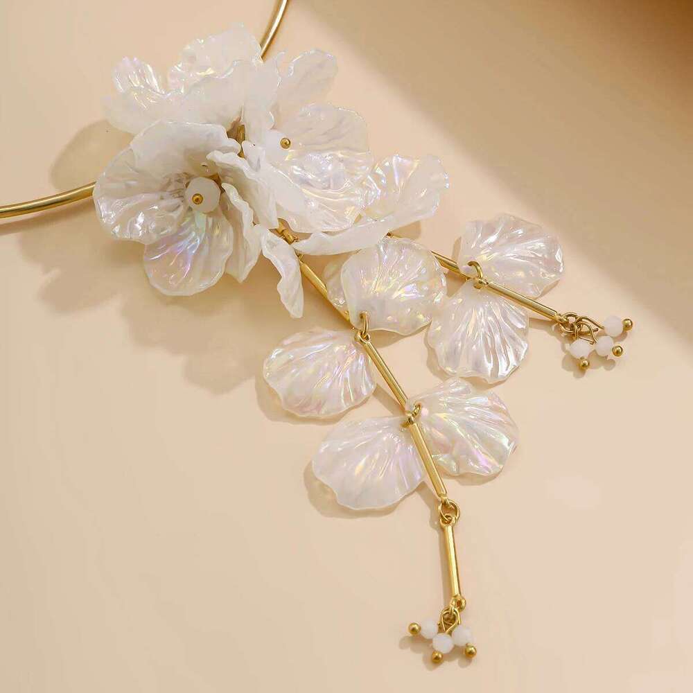 KunJoe Trend Plastic 3D Flower for Women Petal Long Tassels Necklace Earrings Set Luxury Wedding Jewelry Z260313