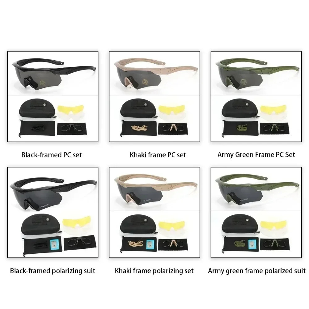 HD 3 Lens Tactical Cycling Goggles CS Airsoft Windproof Army Shooting Polarized GlassesMotorcycle Cycling Outdoor Sport 260311