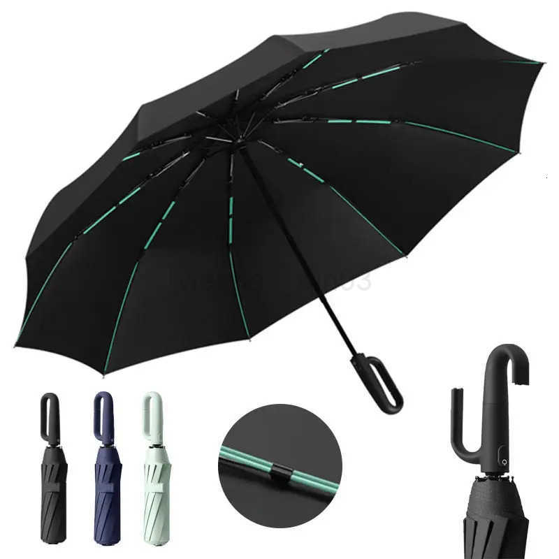 20-Rib Windproof Strong 4055inch Reinforced Automatic Folding Umbrella for Men Buckle Handle Wind and Water Resistant Umbrella H260314