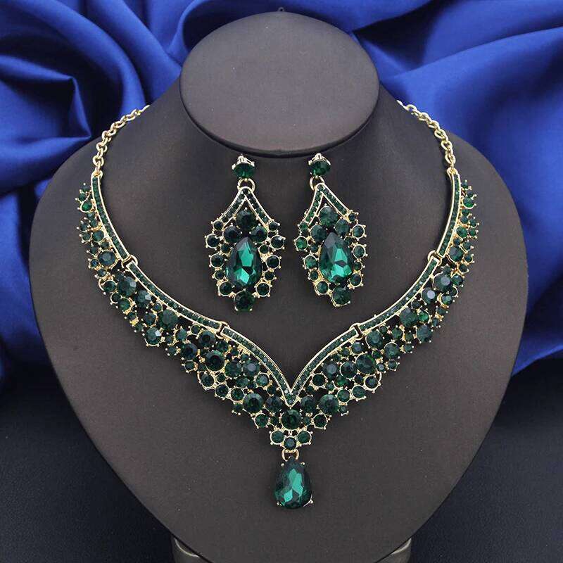 Wholesale Dangle Earrings and Choker Necklace for Women Bridal Set Colorful Dubai Jewelry Sets Fashion Z260313