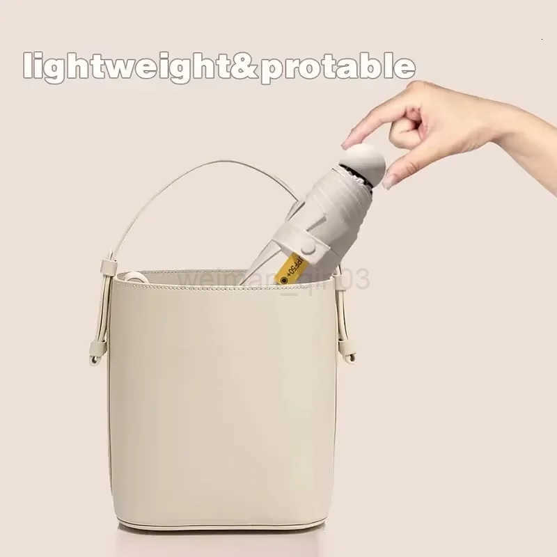 Folding Travel Umbrella Sun Protection Lightweight Compact Pocket Umbrella Windproof Rainproof with Capsule Storage H260314