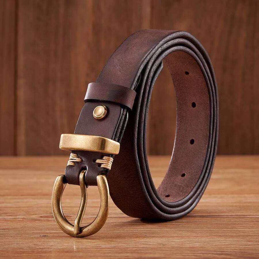2.8CM Ladies Pure Cowhide High Quality Genuine Leather Belts for Women Brass Buckle Jeans Cowboy Waist Belt Luxury Z260226
